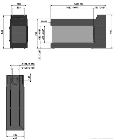 Газовый камин BellFires Room Divider Large 3