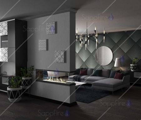 Встраиваемый торцевой сквозной очаг 1400 SappFire по цене 62 600 руб.